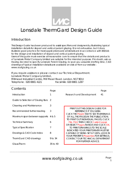 Typical Installation Details ThermGard Patent Glazing