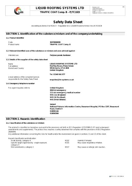MSDS - FastCoat Pro - Traffic Coat part B