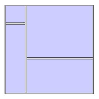 Unitized curtain walling system with 4 panels (2x2 arrangement 1) 