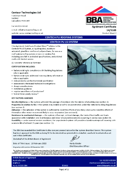 BBA Agrément Certificate