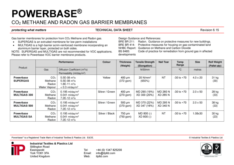 Powerbase® Gas Barrier Membranes TDS R6-15