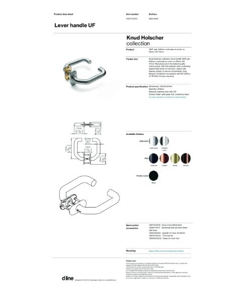 Lever handle UF (data sheet)