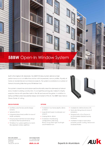 AluK 58BW Open In Window System Datasheet