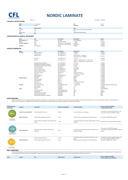 Nordic 115 Specification Sheet
