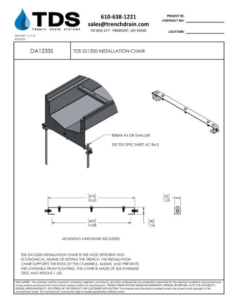 TDS SS1200 Installation Chair