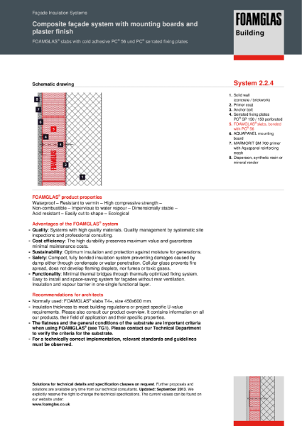 2.2.4 Façade - Foamglas Insulation with Plaster Finish