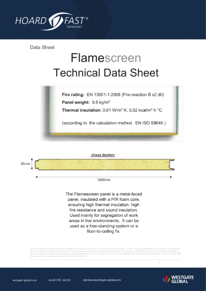 Hoardfast Flamescreen Floor-to-Ceiling - Data Sheet