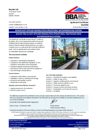 BBA Agrément Certificate