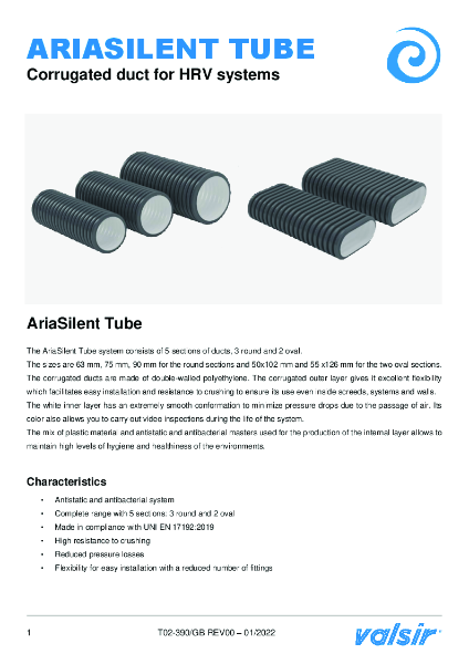 AriaSilent System Technical Data Sheet