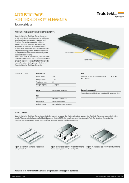 Acoustic pads for Troldtekt® Elements