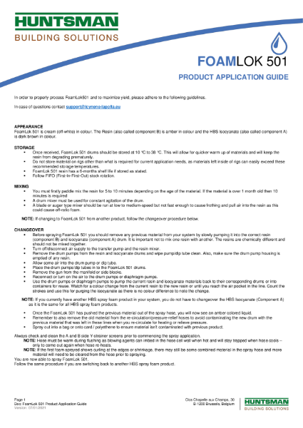 FoamLok 501 - Application Guide
