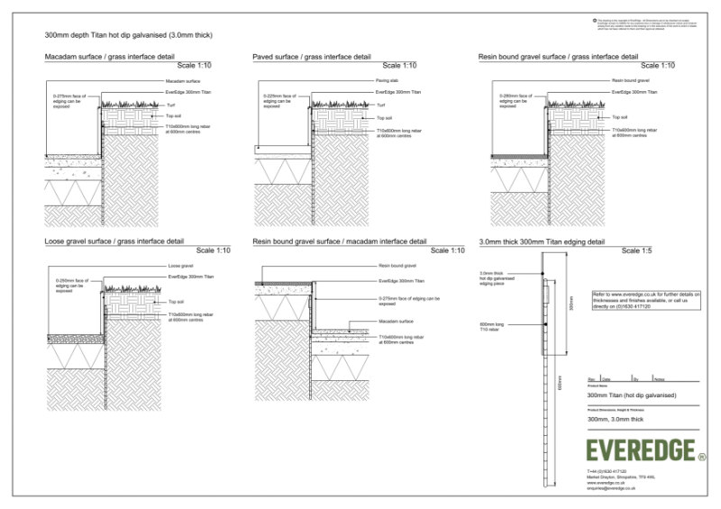 EverEdge Titan 300mm 3.0mm Thick Hot Dip Galvanised Edging CAD