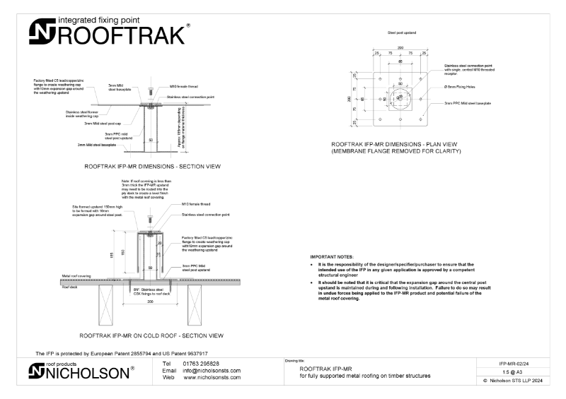 ROOFTRAK IFP-MR Technical Data Sheet