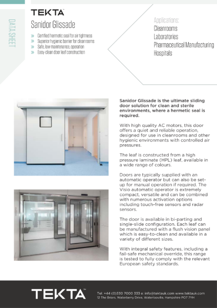 Sanidor Glissade Datasheet