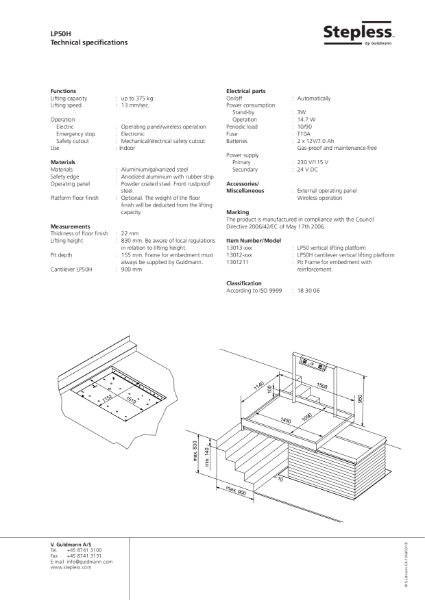 Stepless LP50H platform lift - Product Datasheet