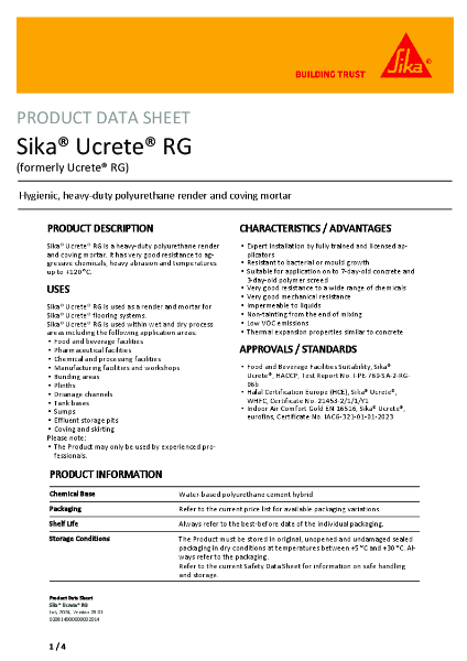 Sika Ucrete® RG Datasheet
