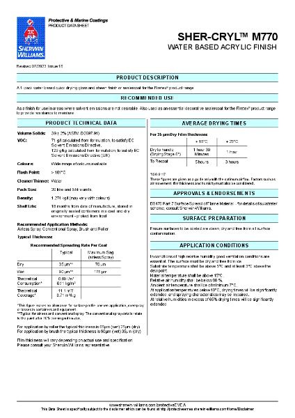 Sher-Cryl™ M770 Product Data Sheet