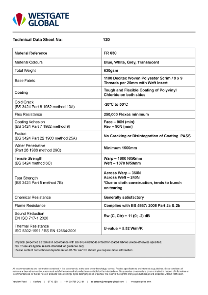 FR630 Technical Data Sheet