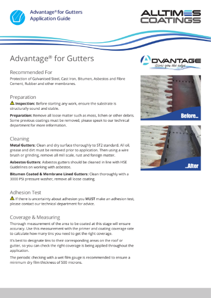 Advantage for GUTTERS - Application Guide