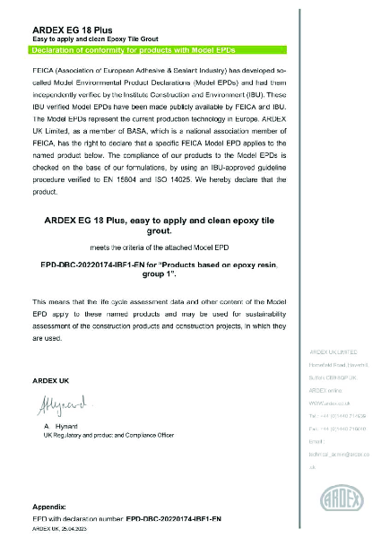 ARDEX EG 18 Plus EPD