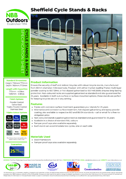 Sheffield Cycle Stands – Product Data Sheet