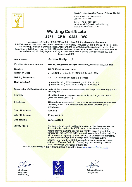 Welding Certificate 2273 - CPR - 0224 - WC