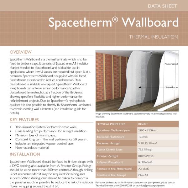 Spacetherm Wallboard Datasheet