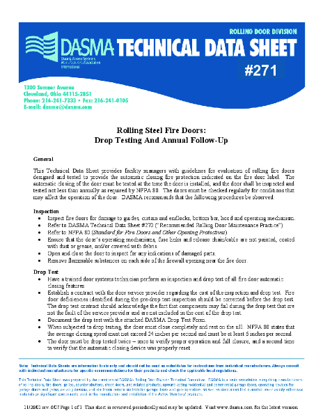 Series 500 - 500i Fire Door Drop Test Form