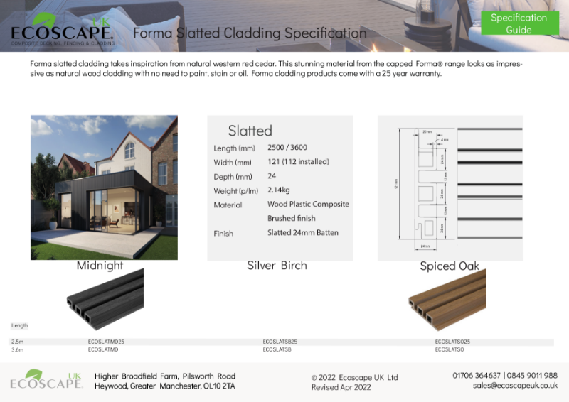 Ecoscape UK Slatted Cladding Technical Specification