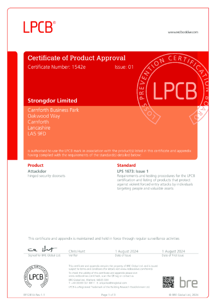 Certificate Number 1542e - BRE LPS 1673: Issue 1