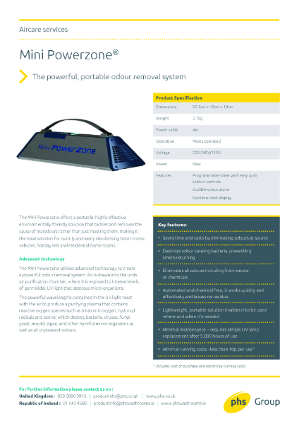 Mini Powerzone Spec Sheet