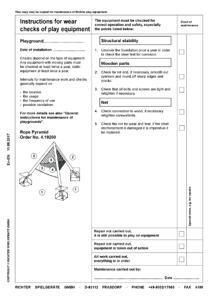 4.19200 - Rope Pyramid - Maintenance Instructions