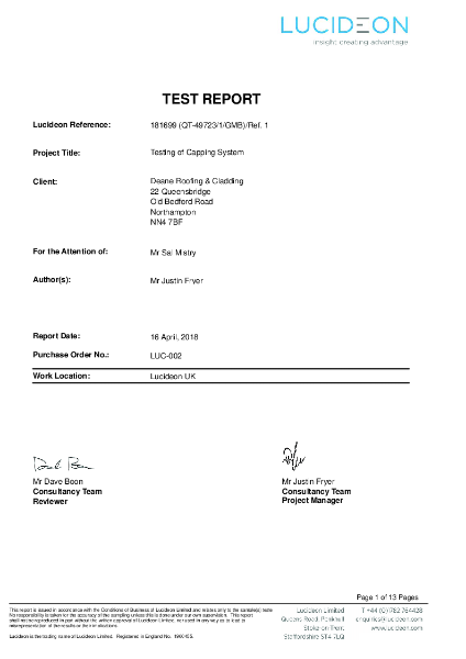 LUCIDEON Test Report