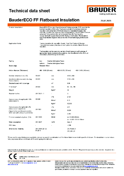BauderECO FF - Technical Data Sheet