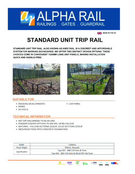 Standard Unit Trip Rail