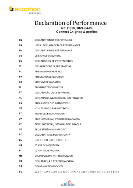 Declaration of Performance Certificate - T24 C4 Grid - May 2024