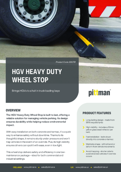 HGV Heavy Duty Wheel Stop - Data Sheet