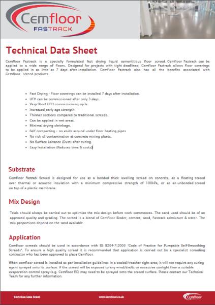Datasheet: Cemfloor Fastrack