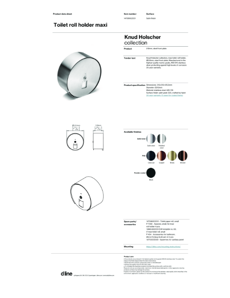 Toilet roll holder maxi, small w/ steel front (data sheet)
