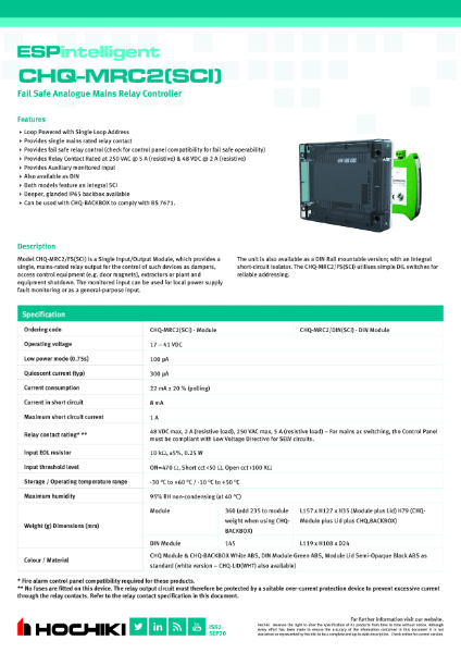 CHQ-MRC2(SCI) Fail Safe Analogue Mains Relay Controller