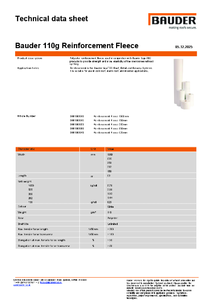 Bauder 110g Reinforcement Fleece
