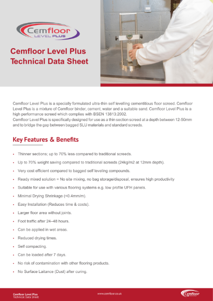 Cemfloor Level Plus TDS