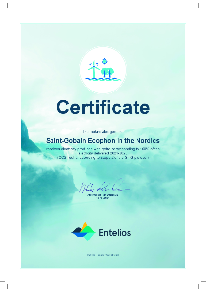 Ecophon electricity guarantee of origin