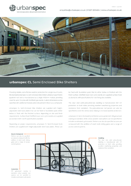 CL Semi- Enclosed Bike Shelter Data Sheet