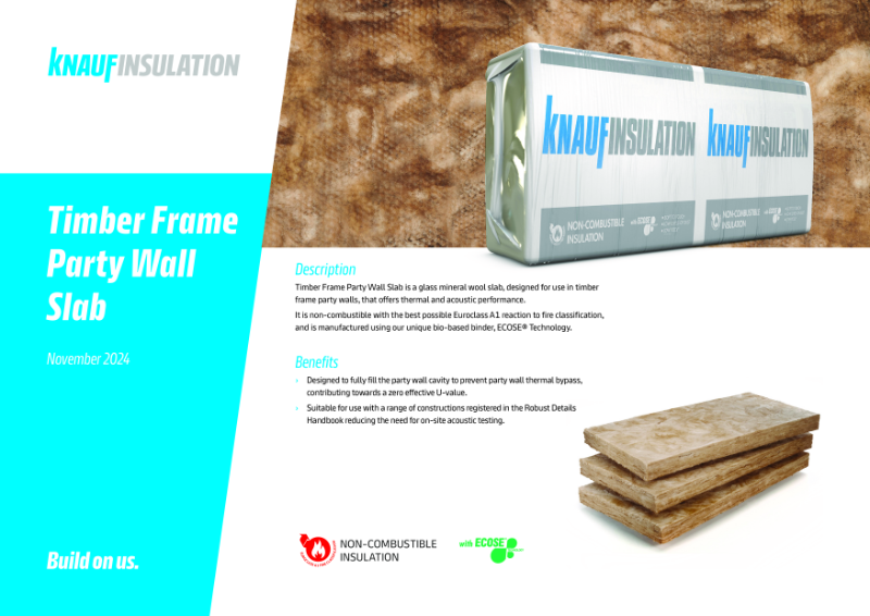 Knauf Insulation Timber Frame Party Wall Slab - Product Datasheet