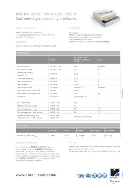 RENOLIT ALKORPLAN A ALKORBRIGHT - Data Sheet