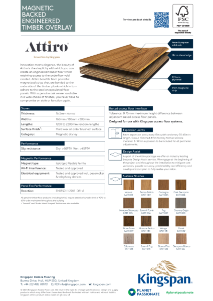 Attiro Magnetic Backed Engineered Timber Overlay for Access Floors Datasheet (GB)