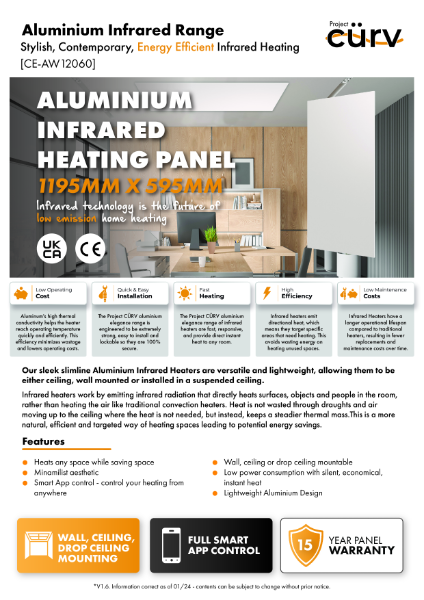 Aluminium Infrared Heating Panel 1195 x 595 mm