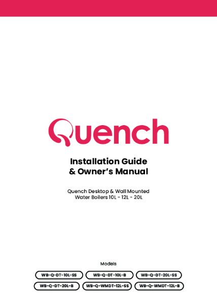 Quench Water Boiler Installation Guide & Owner’s Manual
