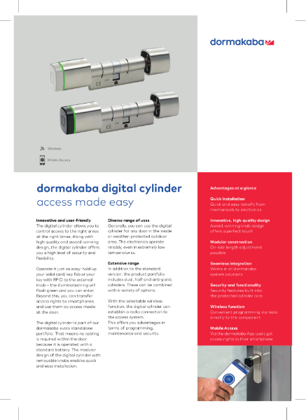 DORMAKABA digital cylinder